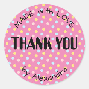 Sticker Rond RÉALISÉ avec AMOUR personnalisé pois