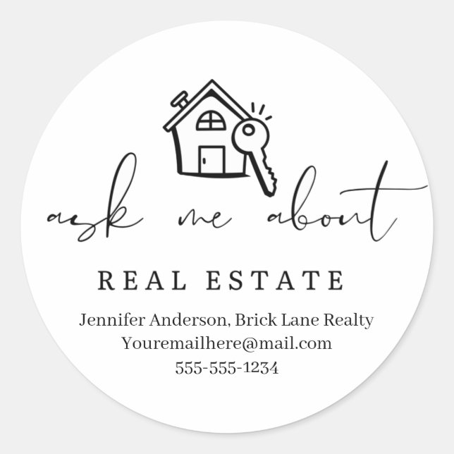 Sticker Rond Realtor Me Demandez À Propos Des Clas Promotionnel (Devant)