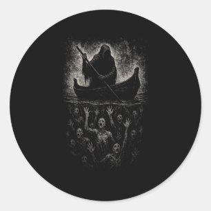 Sticker Rond Reaper Horreur Goth Charon Hades Underworld Mythol