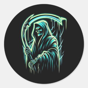 Sticker Rond Reaper Squelette Cool Halloween Métal lourd M