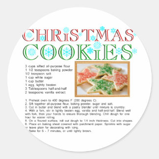 Sticker Rond Recette Cookies de Noël