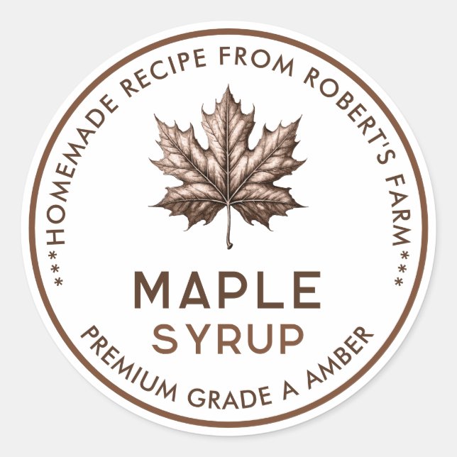 Sticker Rond Recette maison au sirop d'érable (Devant)