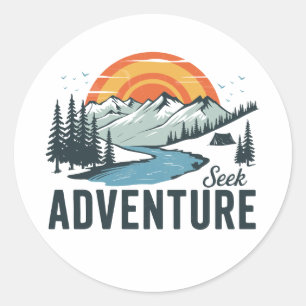 Sticker Rond Recherche d'aventure - Nature Adventure