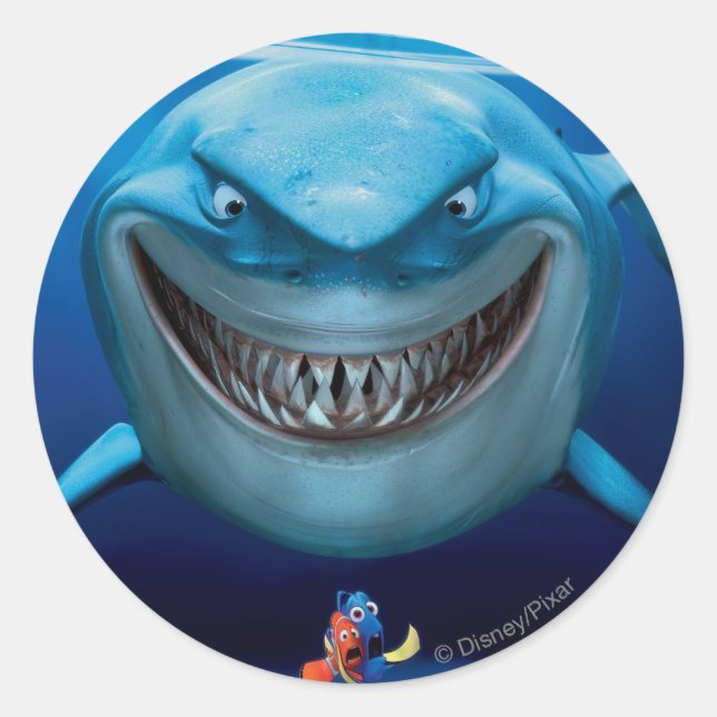 Sticker Rond Recherche de Nemo | Bruce Grinning (Devant)