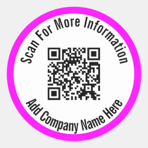 Sticker Rond Rechercher Plus D'Informations Magenta White QR Co