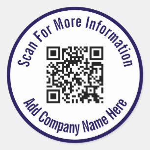 Sticker Rond Rechercher Plus D'Informations QR Code Bleu Bleu B