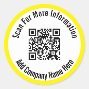 Sticker Rond Rechercher Plus D'Informations QR Code Bright Yell