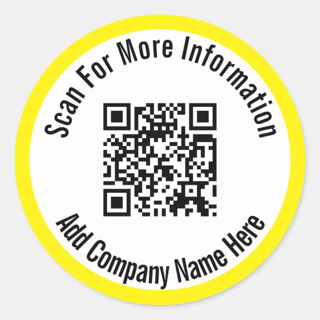 Sticker Rond Rechercher Plus D'Informations QR Code Bright Yell (Devant)