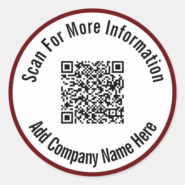 Sticker Rond Rechercher Plus D'Informations QR Code Dark Red Bo (Devant)