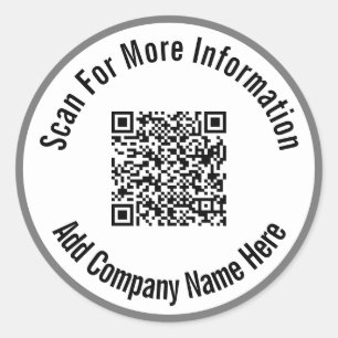 Sticker Rond Rechercher plus d'informations QR Code gris et bla