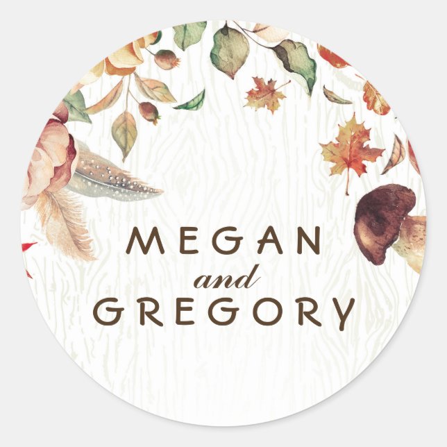 Sticker Rond Récolte Mariage de automne rustique (Devant)