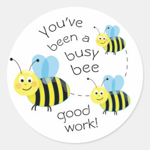 Sticker Rond Récompense de bon travail d'abeille occupée