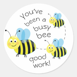 Sticker Rond Récompense de bon travail pour l'abeille occupée