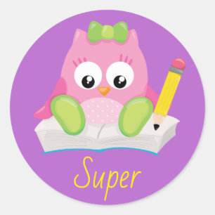 Sticker Rond Récompense superbe de professeur de joli hibou