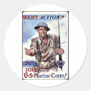 Sticker Rond Recrutement Usmc