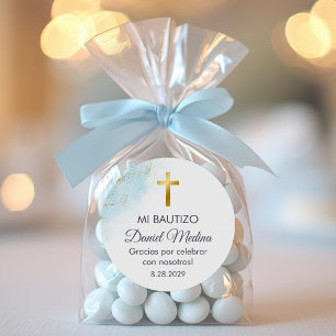 Sticker Rond Recuerdos de Bautizo Baptême Christening Faveurs