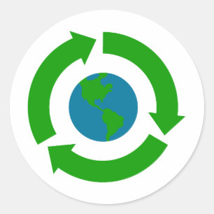 Sticker Rond Recycle Earth Logo Design