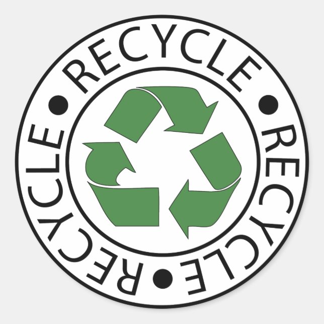 Sticker Rond Recycle Green Center Logo (Devant)