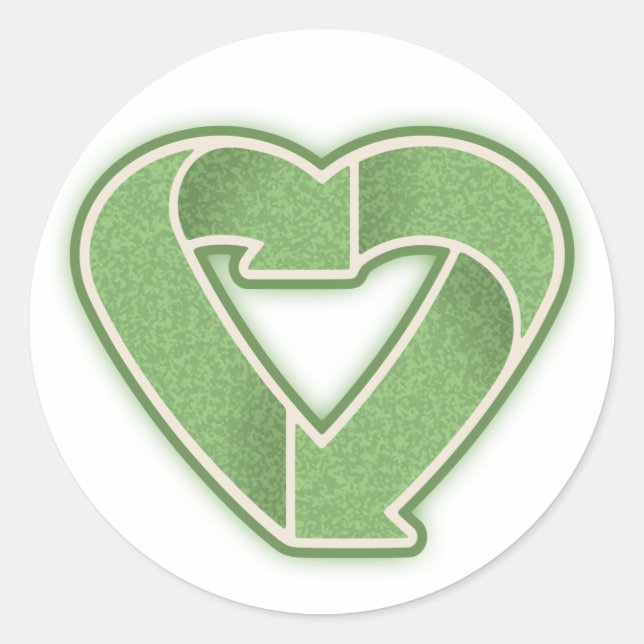 Sticker Rond Recycle Heart -grn (Devant)