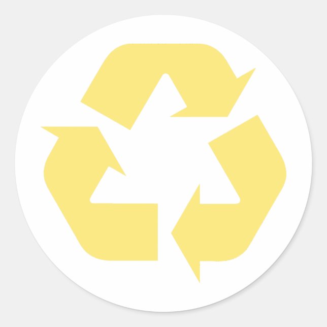 Sticker Rond Recycle Jaune Produits & Designs! (Devant)