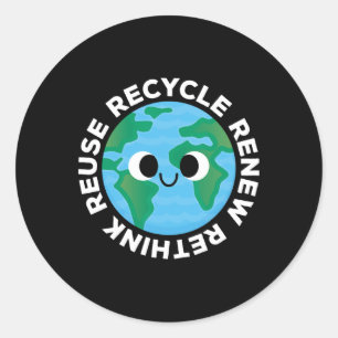 Sticker Rond Recycle Réutiliser Renouveler Repenser la crise De