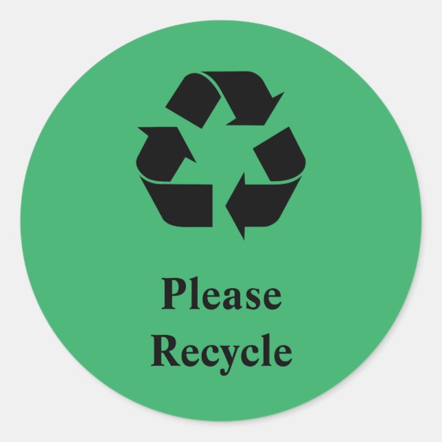Sticker Rond Recycler avec symbole de recyclage sur vert (Devant)