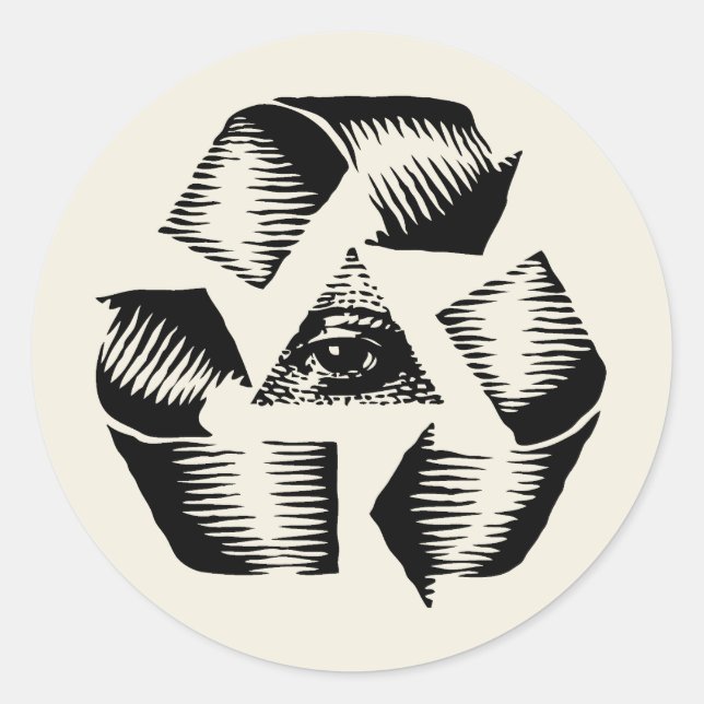 Sticker Rond Recycler l'oeil (Devant)