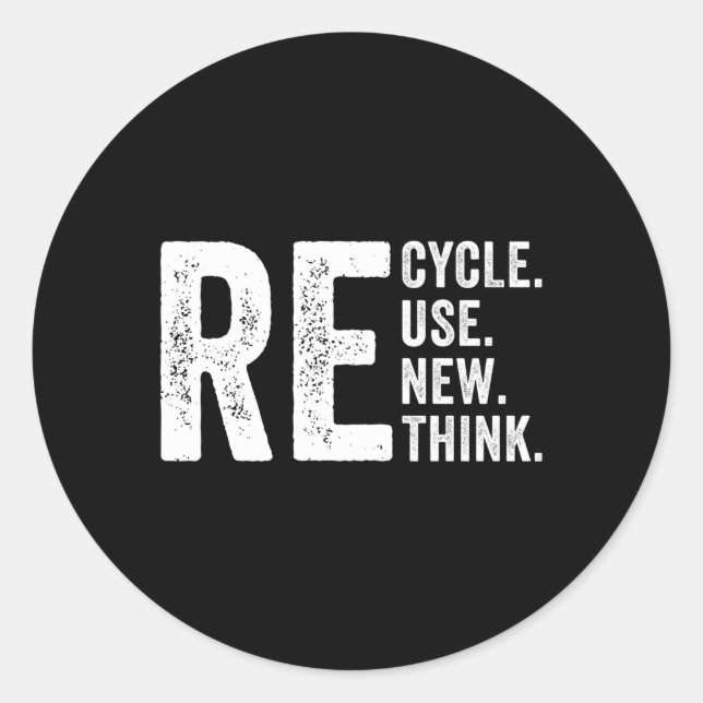 Sticker Rond Recycler Réutiliser Repenser La Crise L'Environnem (Devant)
