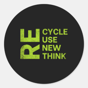 Sticker Rond Recycler Réutiliser Repenser Repenser Repenser Cyc