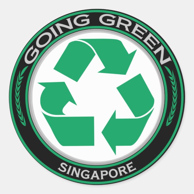 Sticker Rond Recycler Singapour (Devant)
