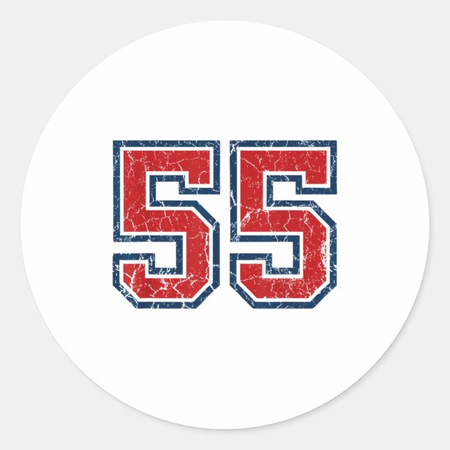 Sticker Rond Red And Blue Srts Number 55 Jersey Uniform Player  (Devant)