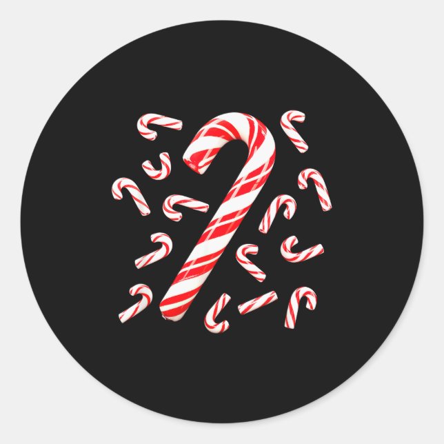 Sticker Rond Red And White Candy Cane Santa Christmas  (Devant)