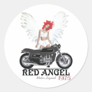 Sticker Rond Red Angel Cafe Racer Motor Legend