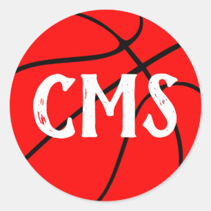 Sticker Rond Red Basketball Team Party, Pep Rally ou Event