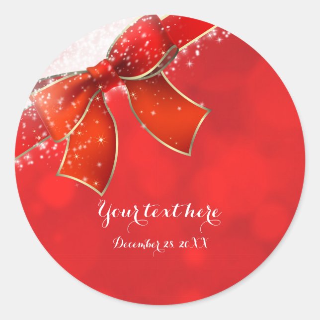 Sticker Rond Red Bow & Sparkles Holiday Favoriser Noël (Devant)
