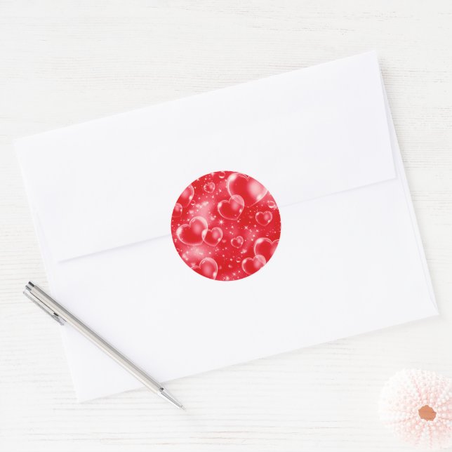 Sticker Rond Red Bubble Hearts mignon Girly 90's Style Annivers (Enveloppe)