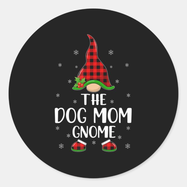 Sticker Rond Red Buffalo Plaid Correspondant Chien Maman Gnome  (Devant)