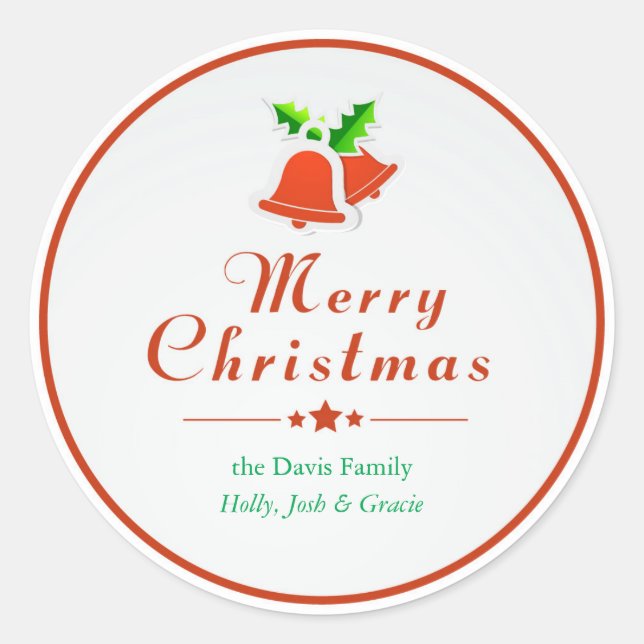 Sticker Rond Red Christmas Bells Vacances Étiquettes/Stickers (Devant)