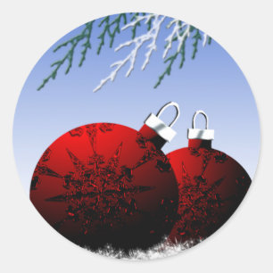 Sticker Rond Red Christmas Ornaments Enveloppe de Noël Seal Xma