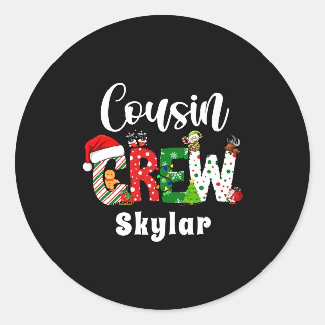 Sticker Rond Red Cousin Crew Christmas Retro  (Devant)