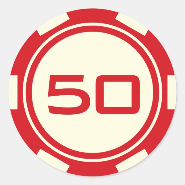 Sticker Rond Red Cream White Poker Chip Casino Numéro d'anniver (Devant)