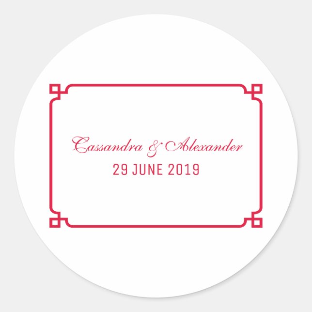 Sticker Rond Red Deco Chic Mariage (Devant)