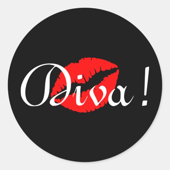 Sticker Rond Red Diva Kiss (Devant)