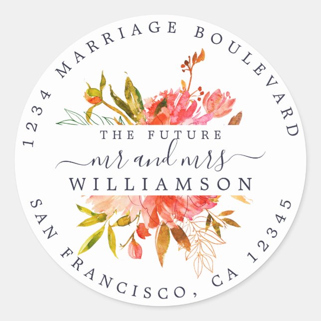 Sticker Rond Red Floral Adresse de retour Enveloppe blanche Sce (Devant)