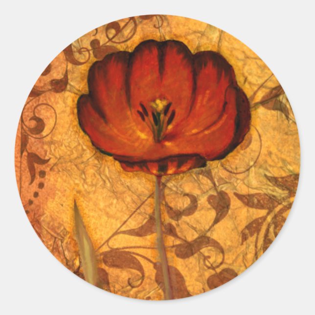 Sticker Rond Red Flowers (Devant)