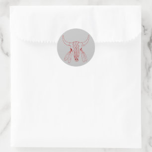Sticker Rond Red Ghost Dance Buffalo gris rond petits autocolla
