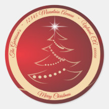 Red & Gold Christmas Retourner l'adresse Label Sea