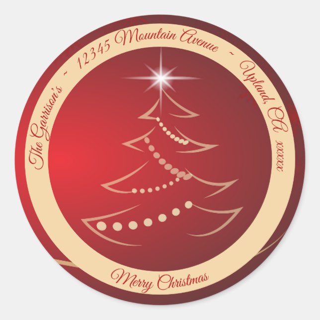 Sticker Rond Red & Gold Christmas Retourner l'adresse Label Sea (Devant)