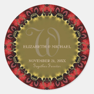 Sticker Rond Red & Gold Royale Art Mariage Événement spécial