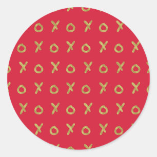 Sticker Rond Red & Gold X O XO XO's Trendy Cute